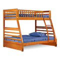 Solid Wood Twin/Full Bunk Bed with Slats in Oak N5590