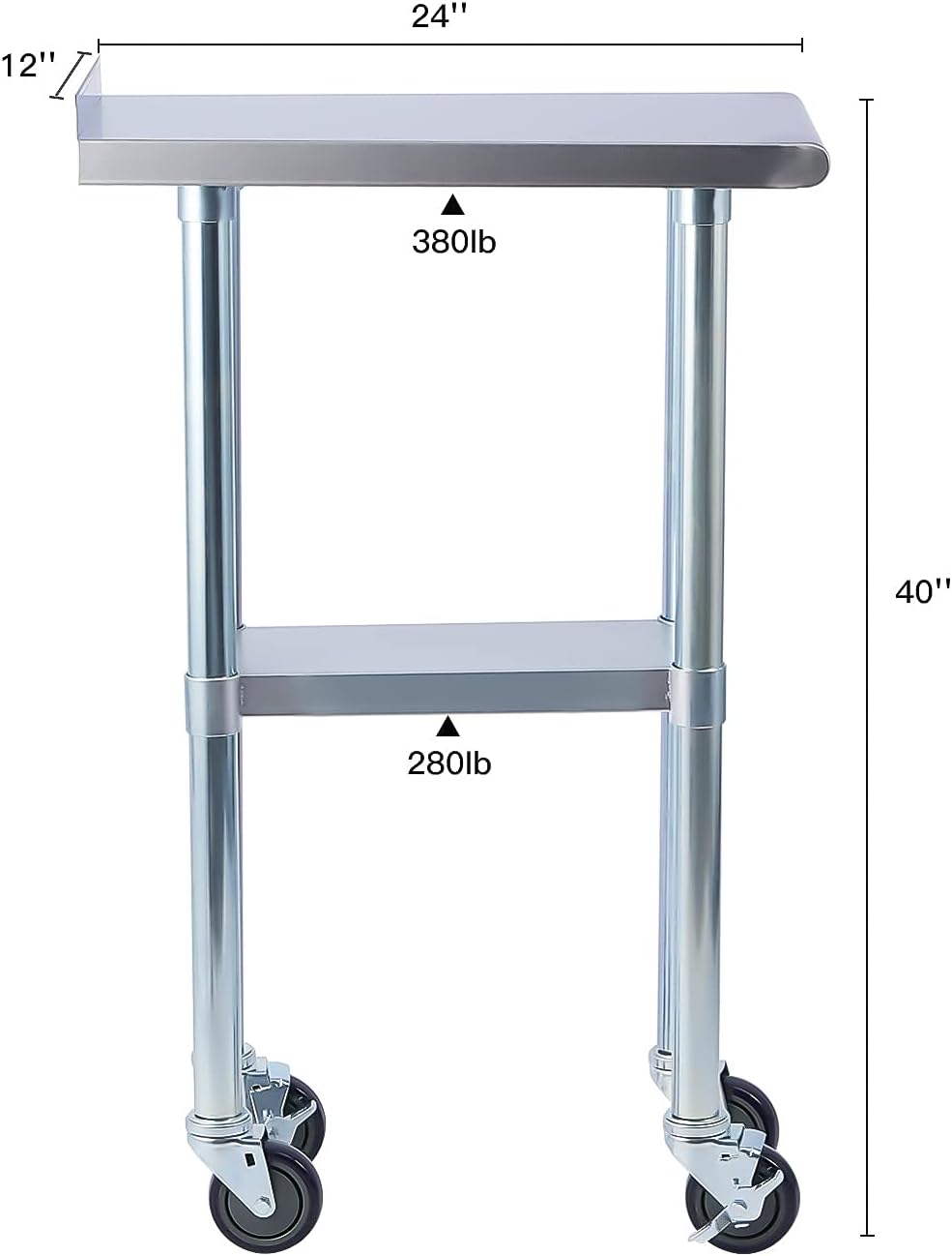 Stainless Steel 24 x 18 Inches Worktable with Backsplash X760669