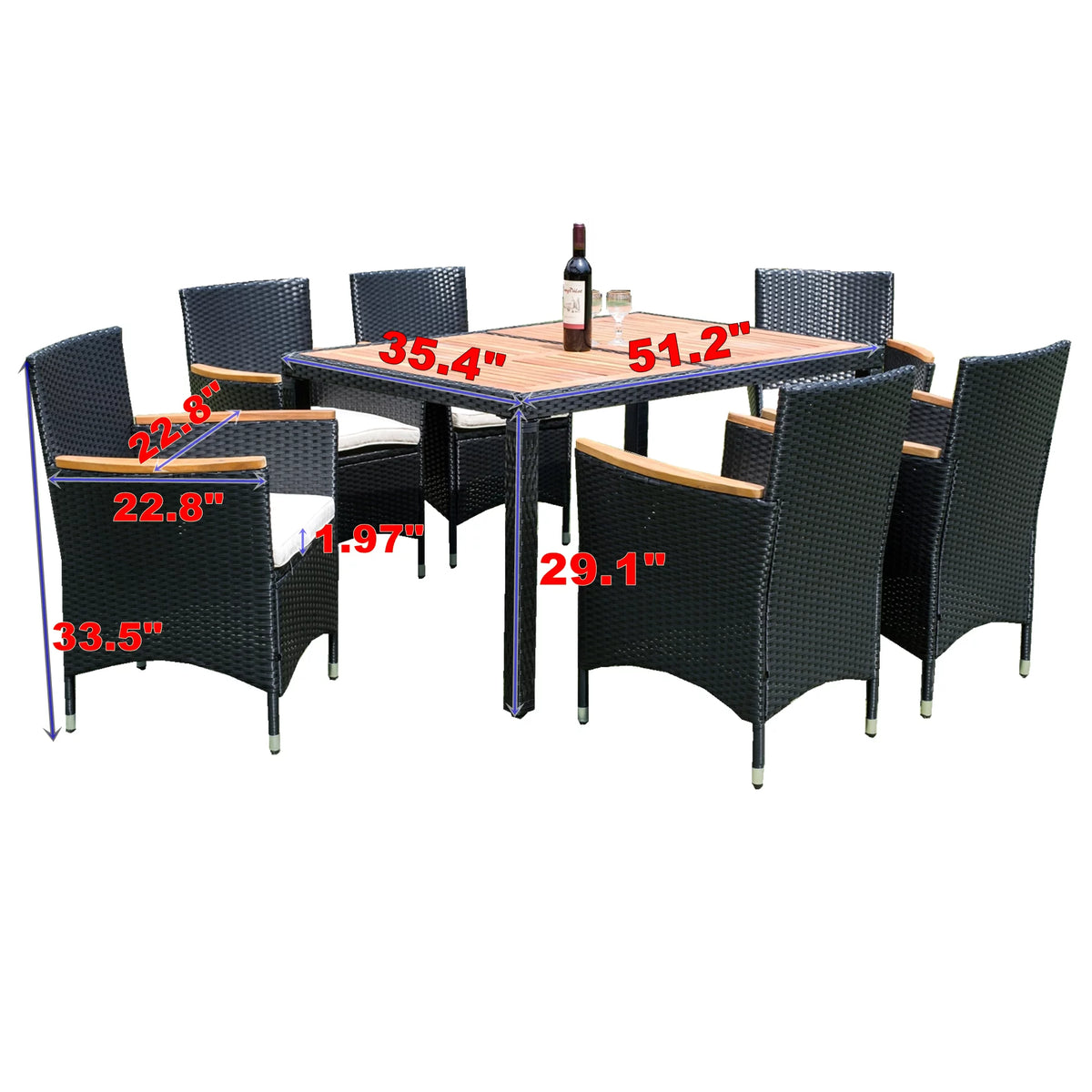 7-Piece Outdoor Patio Wicker Dining Set H5775