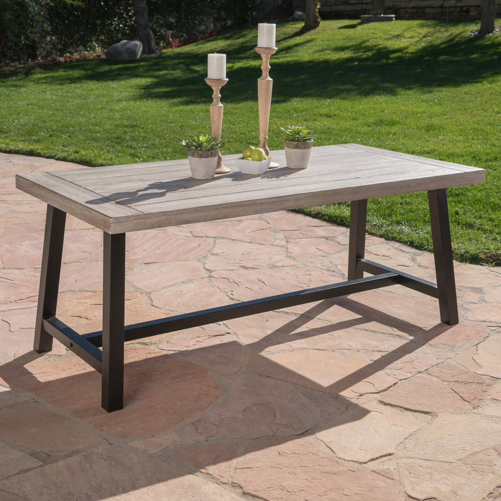 Light Grey Acacia Wood Rectangular Dining Table X44153