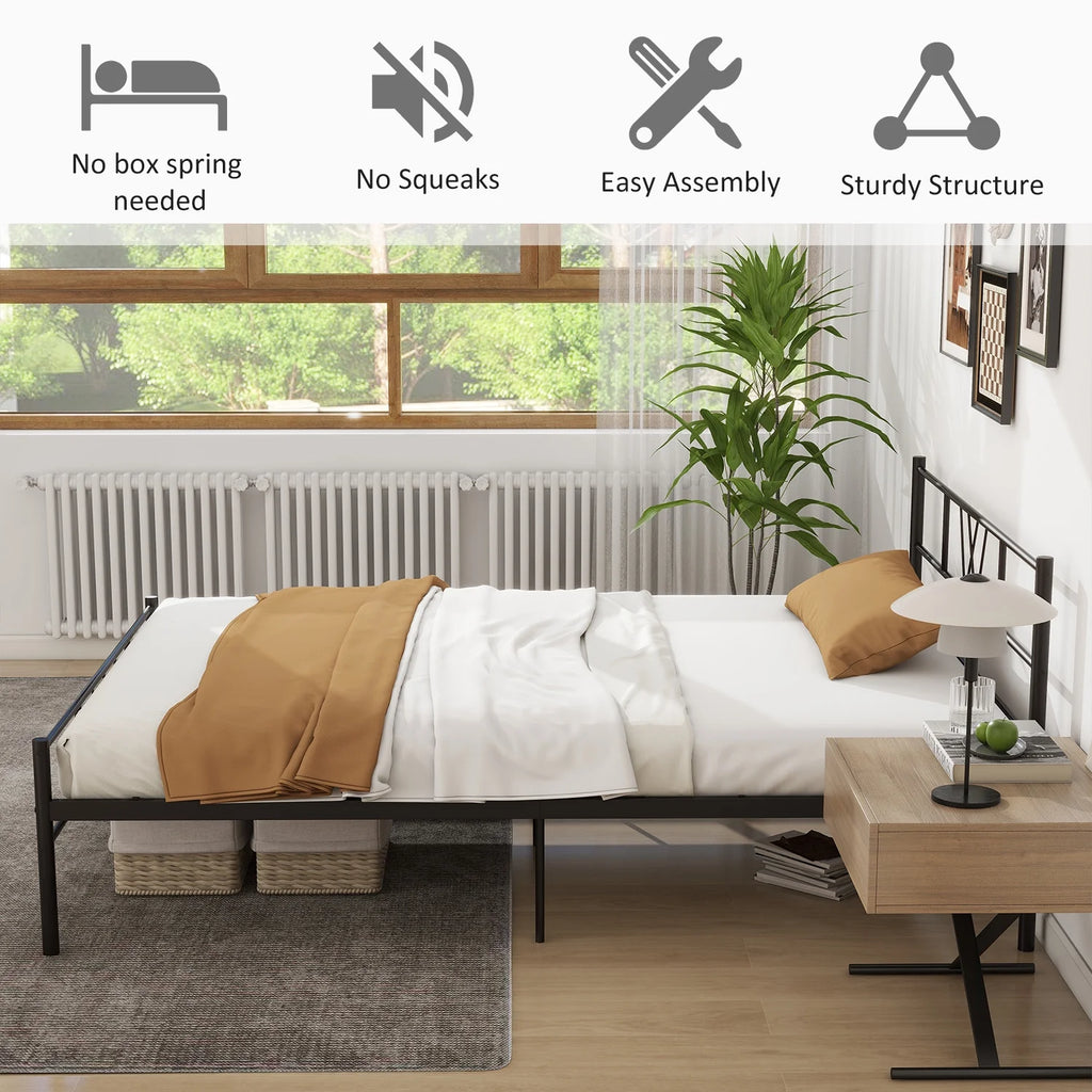 Full Size Metal Platform Bed Frame with Headboard and Footboard M61756