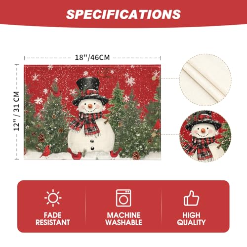 Snowman Cardinals Trees Christmas Placemats Set of 4 X608