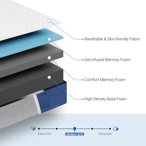 Queen Size 12 inch Gel Memory Foam Medium Firm Mattress A355073
