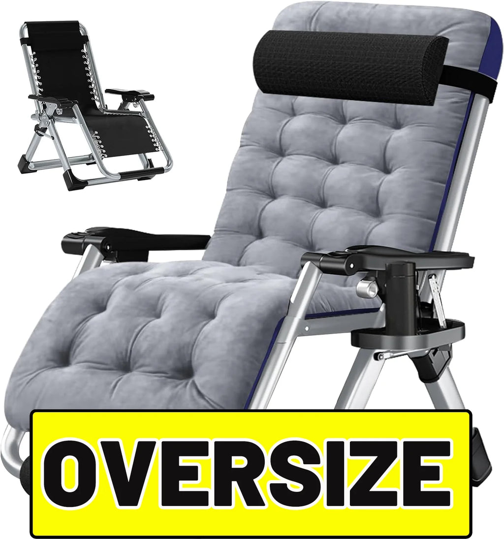 XL Zero Gravity Folding Reclining Lounge Chair with Cushion & Tray J7004