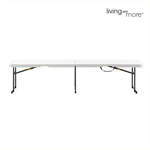 6 Foot Fold-in-Half Bench with Steel Frame, White S683841