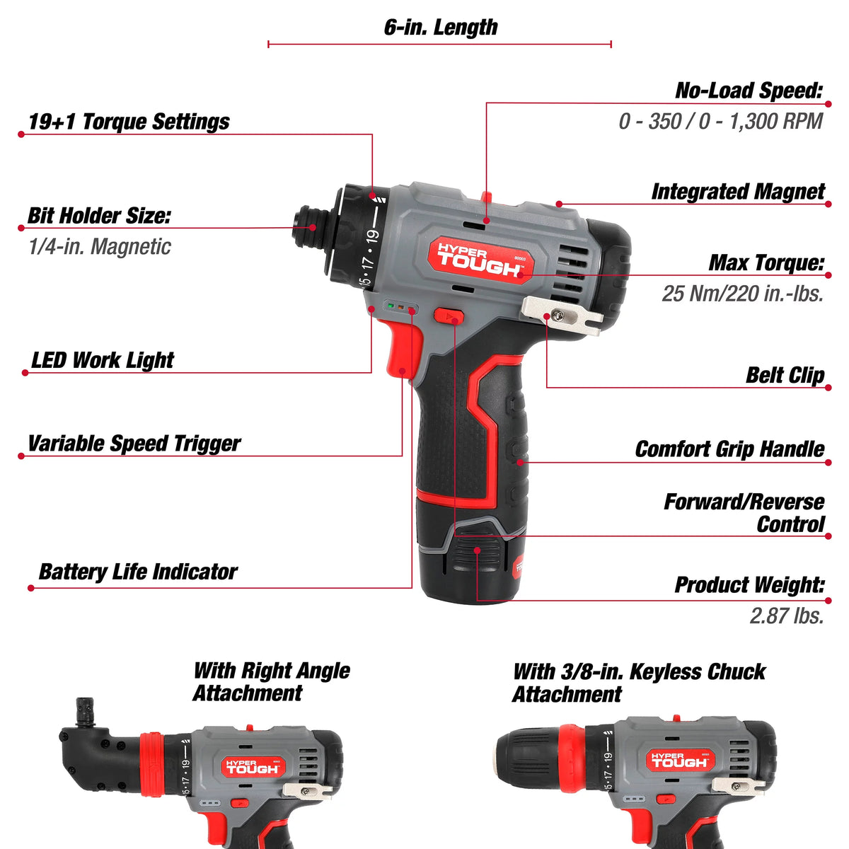 12V Max Lithium-Ion 3-in-1 Multi-Head Power Drill Set with Battery and Charger I716