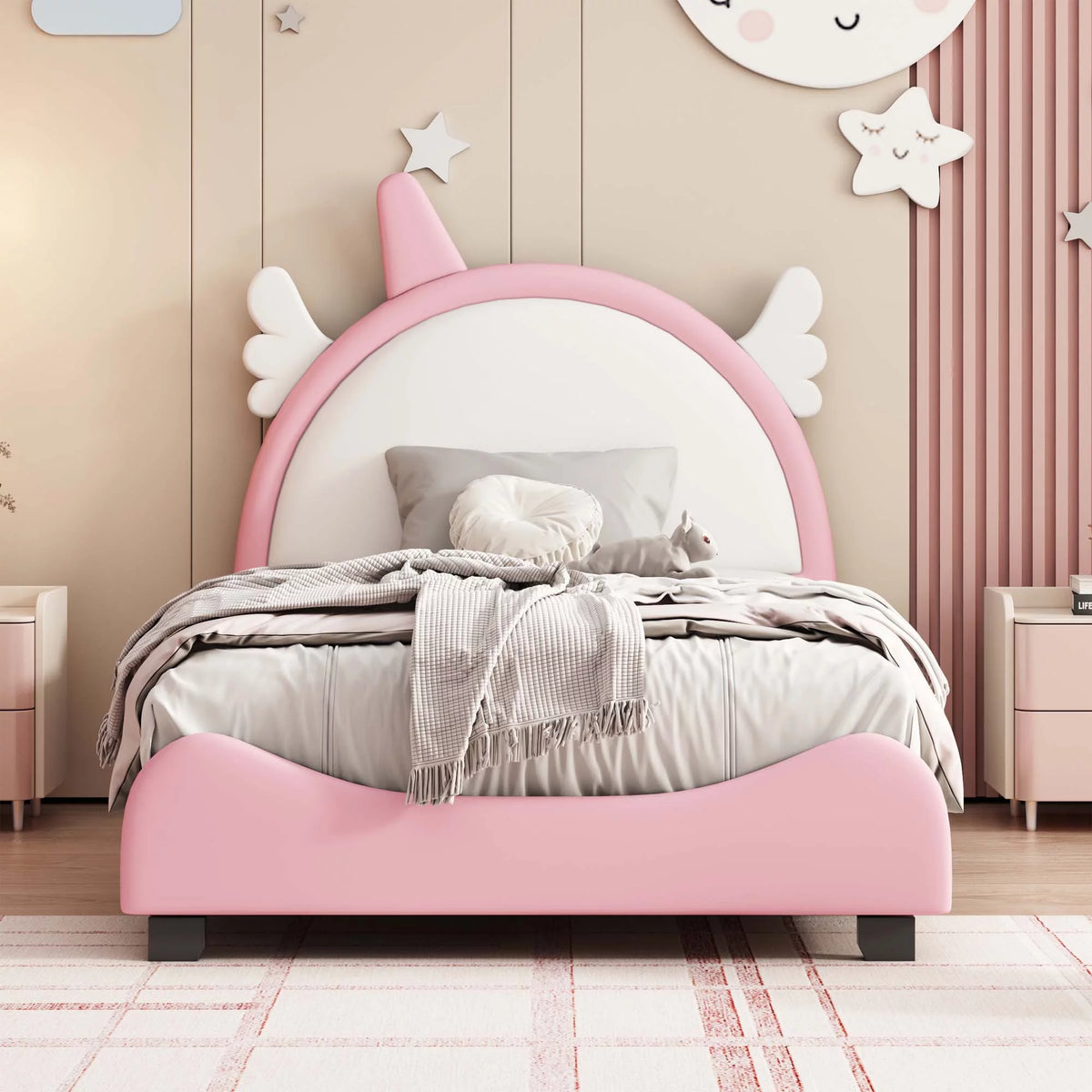 White PU Twin Platform Bed T604769