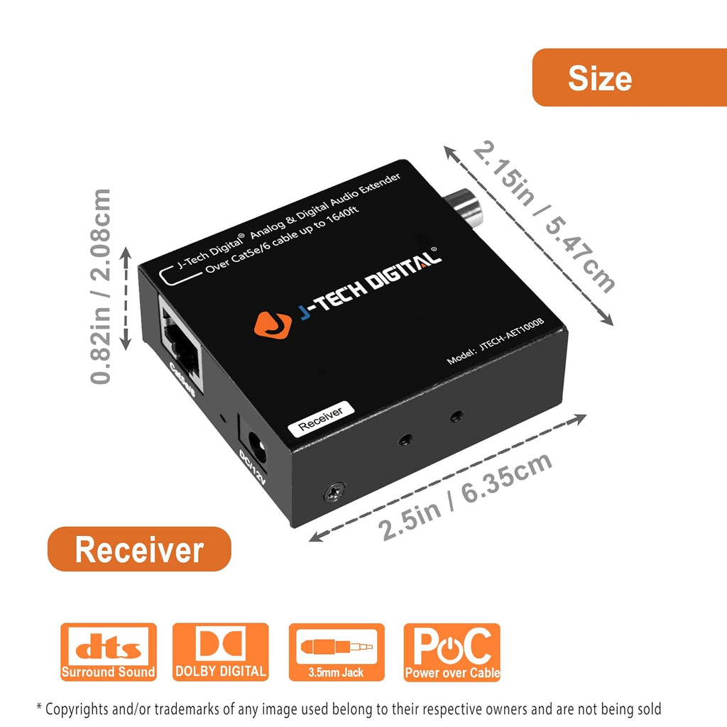 Analog & Digital Audio Extender Converter Over Single Cat5e/6 up to 1640 FT Q81649