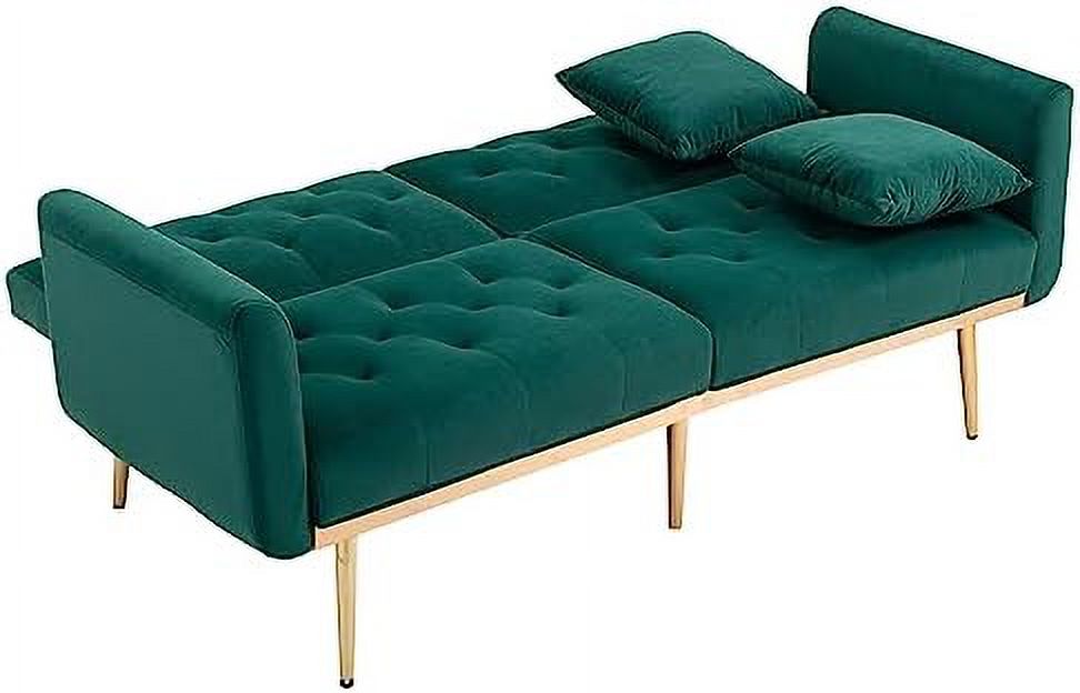 Beige Velvet Loveseat Sofa with 7 Gold Metal Legs E929