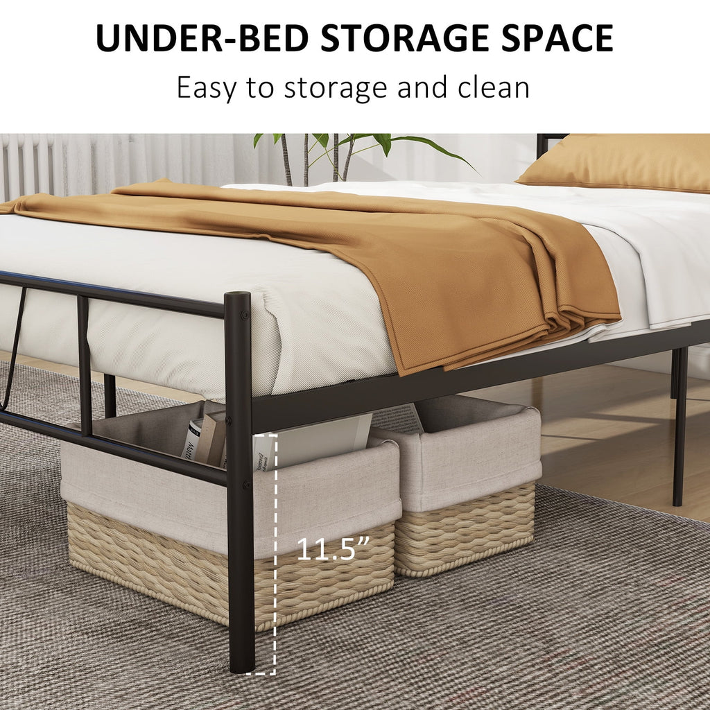 Full Size Metal Platform Bed Frame with Headboard and Footboard M61756