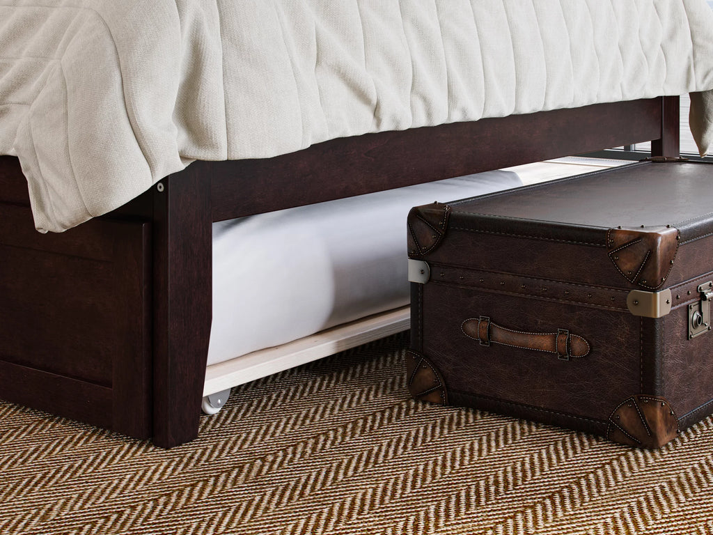 14" Queen Wood Platform Bed Frame with Twin XL Trundle, Espresso N9558