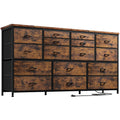 Black 16 Drawer Fabric Dresser TV Stand with Power Outlet F177