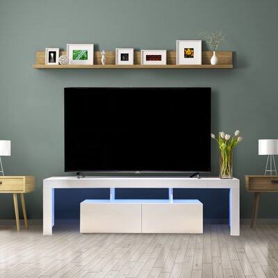 White High Glossy TV Stand with LED Lights X7050