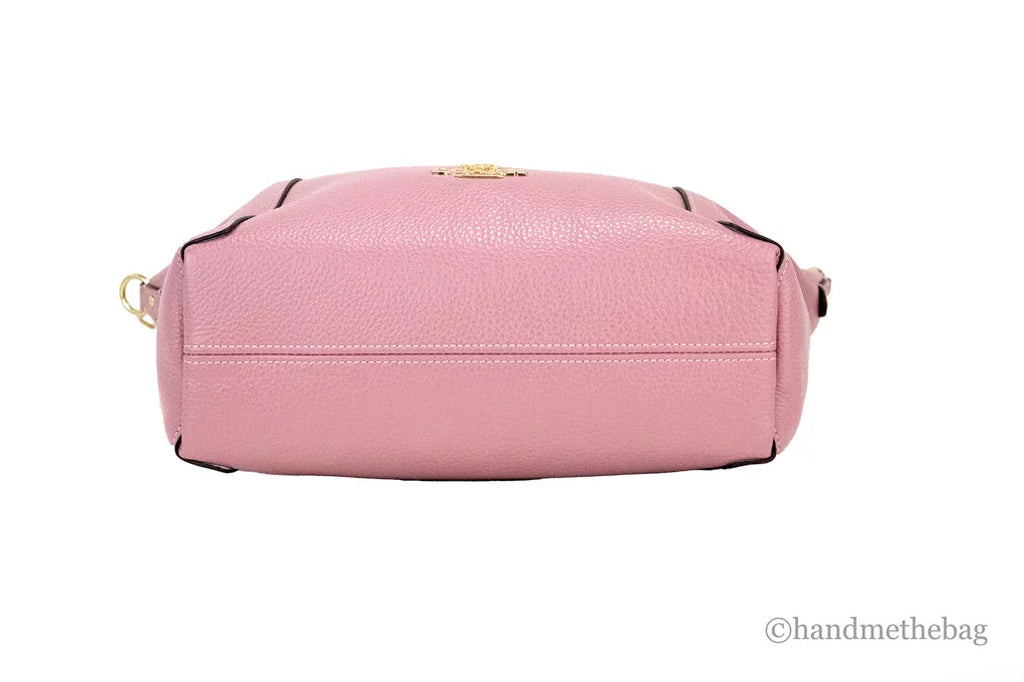 True Pink Pebbled Leather Top Zip Satchel Crossbody Handbag P239024