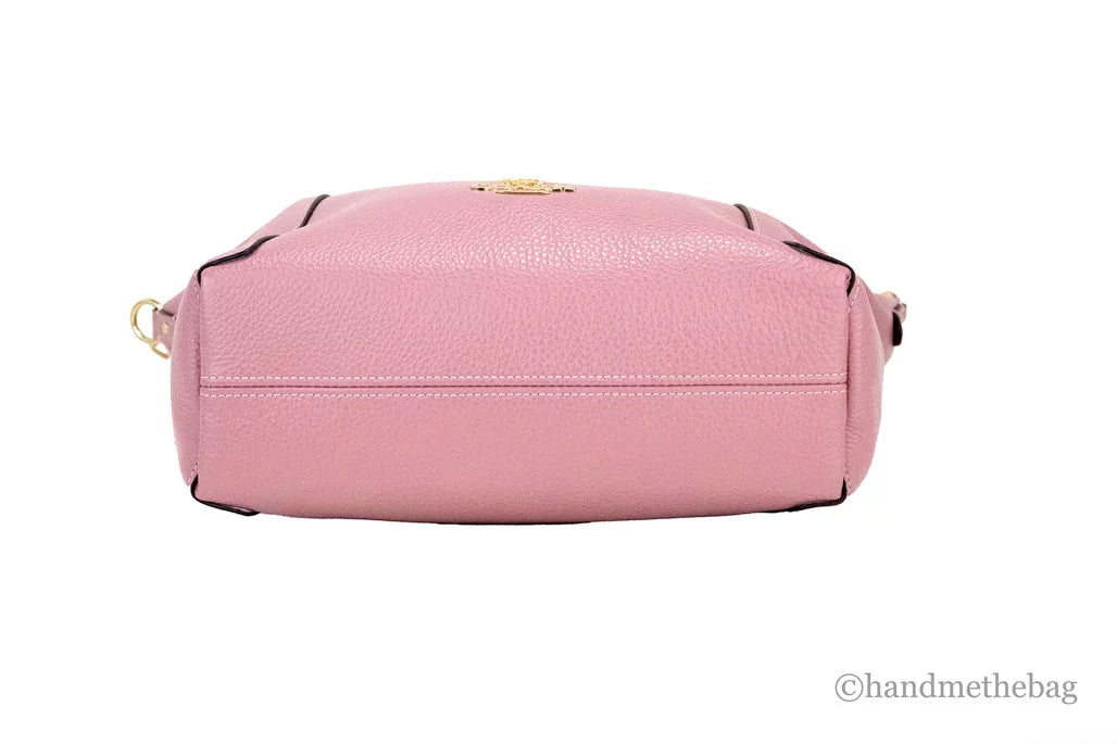 True Pink Pebbled Leather Top Zip Satchel Crossbody Handbag P239024