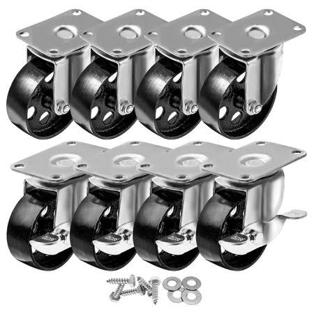 3.5 inch All Steel Metal Swivel Plate Caster Wheels 8 Pack Q365