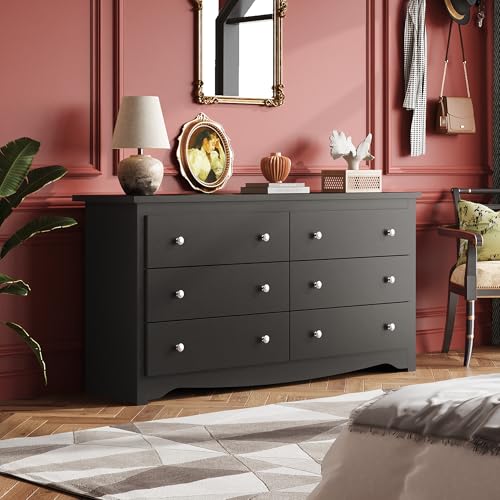 Black 5 Drawer Wood Dresser J6707