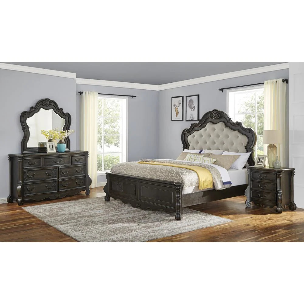 Queen 4-Piece Wood Panel Bedroom Set X5136