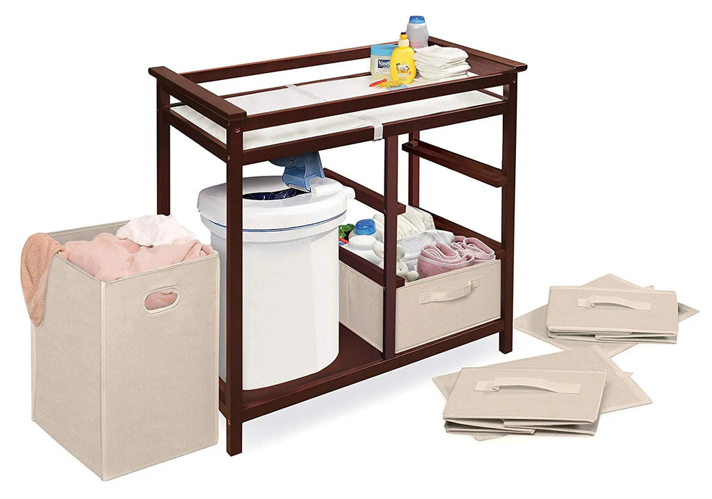 Cherry Changing Table with Three Baskets & Hamper Z6046