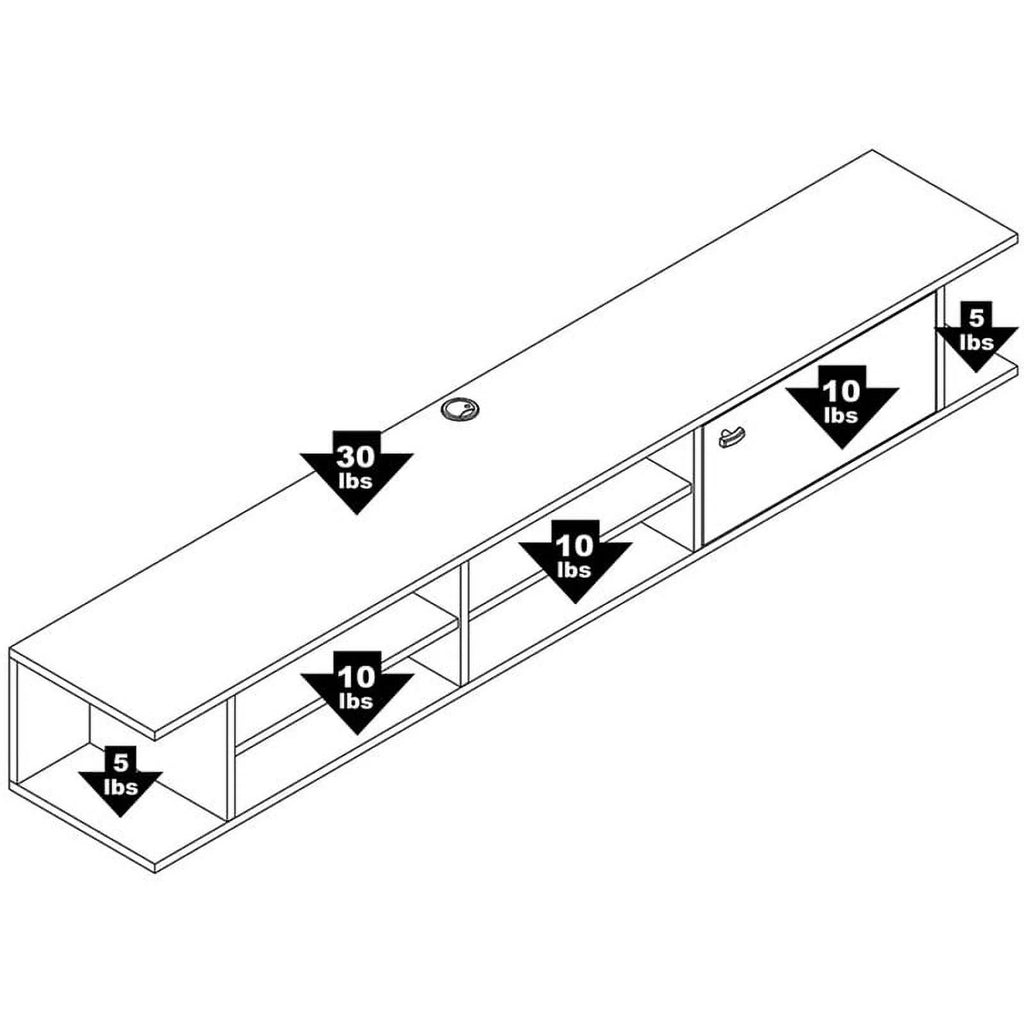 White Wood Wall Mounted TV Stand Q486