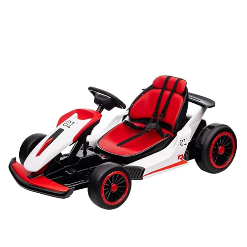 Electric Drift Kart Car with Adjustable Seat, 24V 7Ah, 2 * 200W Motor, 8.1 MPH, LED Lights K36438