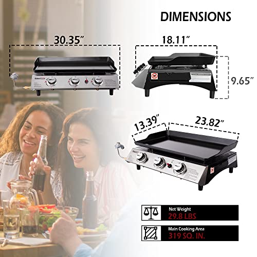 3-Burner Portable Gas Grill Griddle T1005