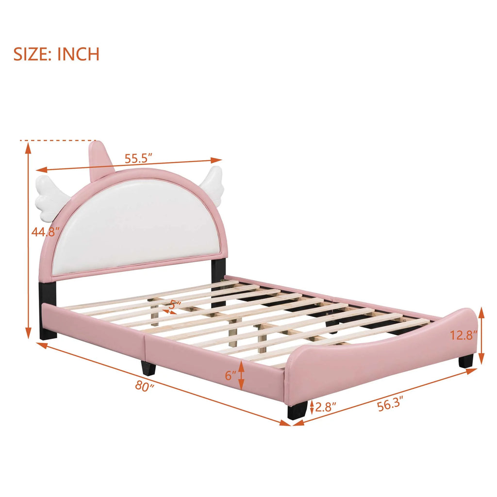 White PU Twin Platform Bed T604769