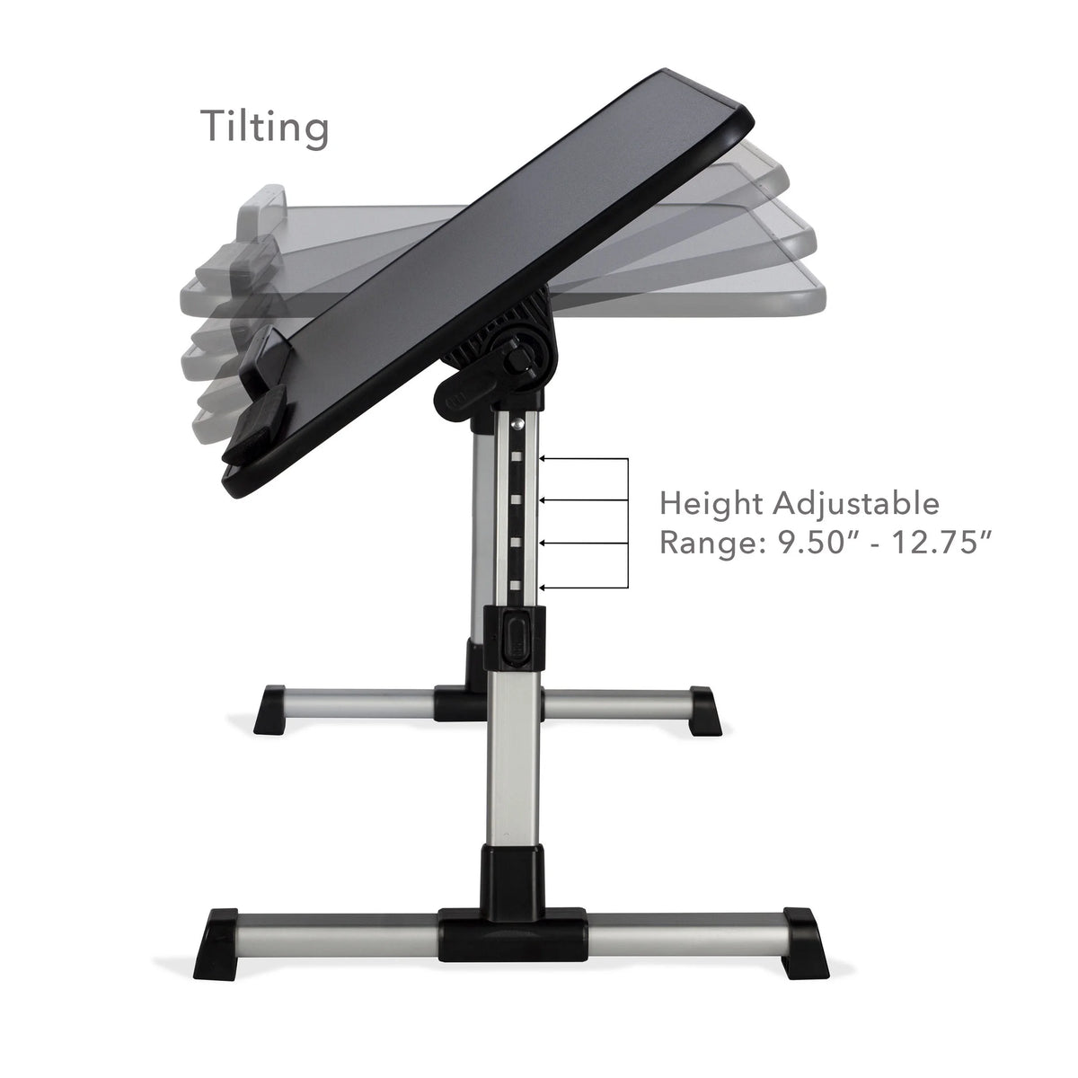 Portable Laptop Tray Table with Adjustable Height and Tilt, Fits Laptops up to 20", Black S8212