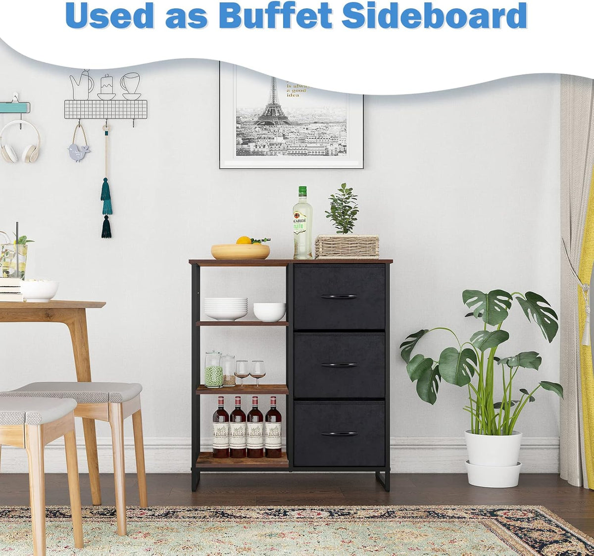 3 Drawer Dresser with Shelves P8849