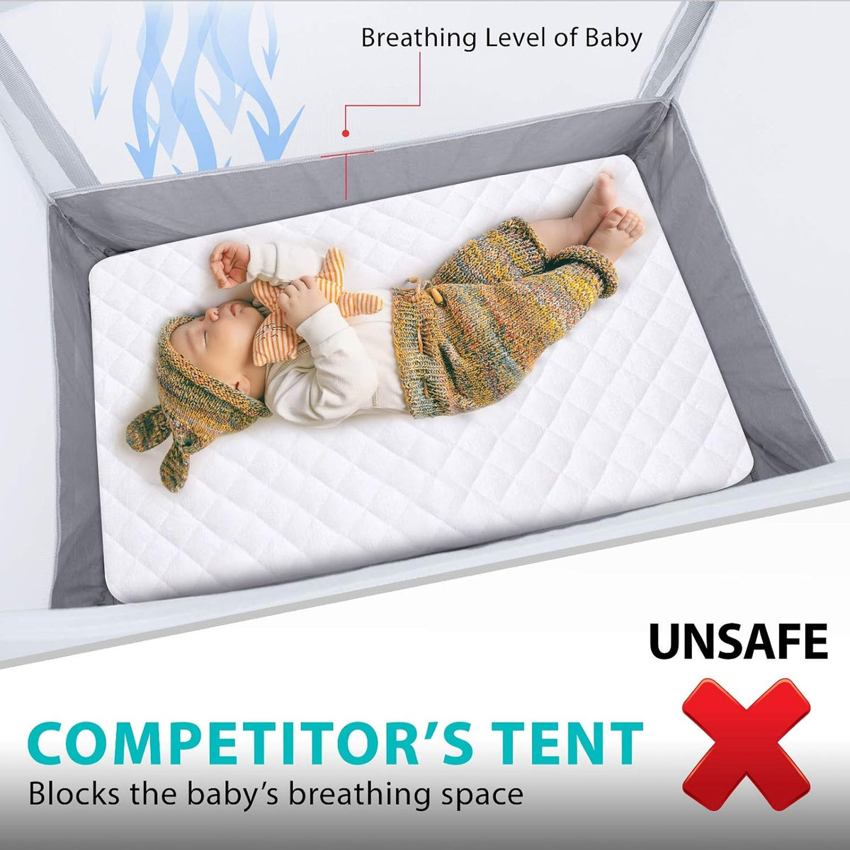 Baby Safety Crib Tent for Playpens Pack N Plays & Mini Cribs I866