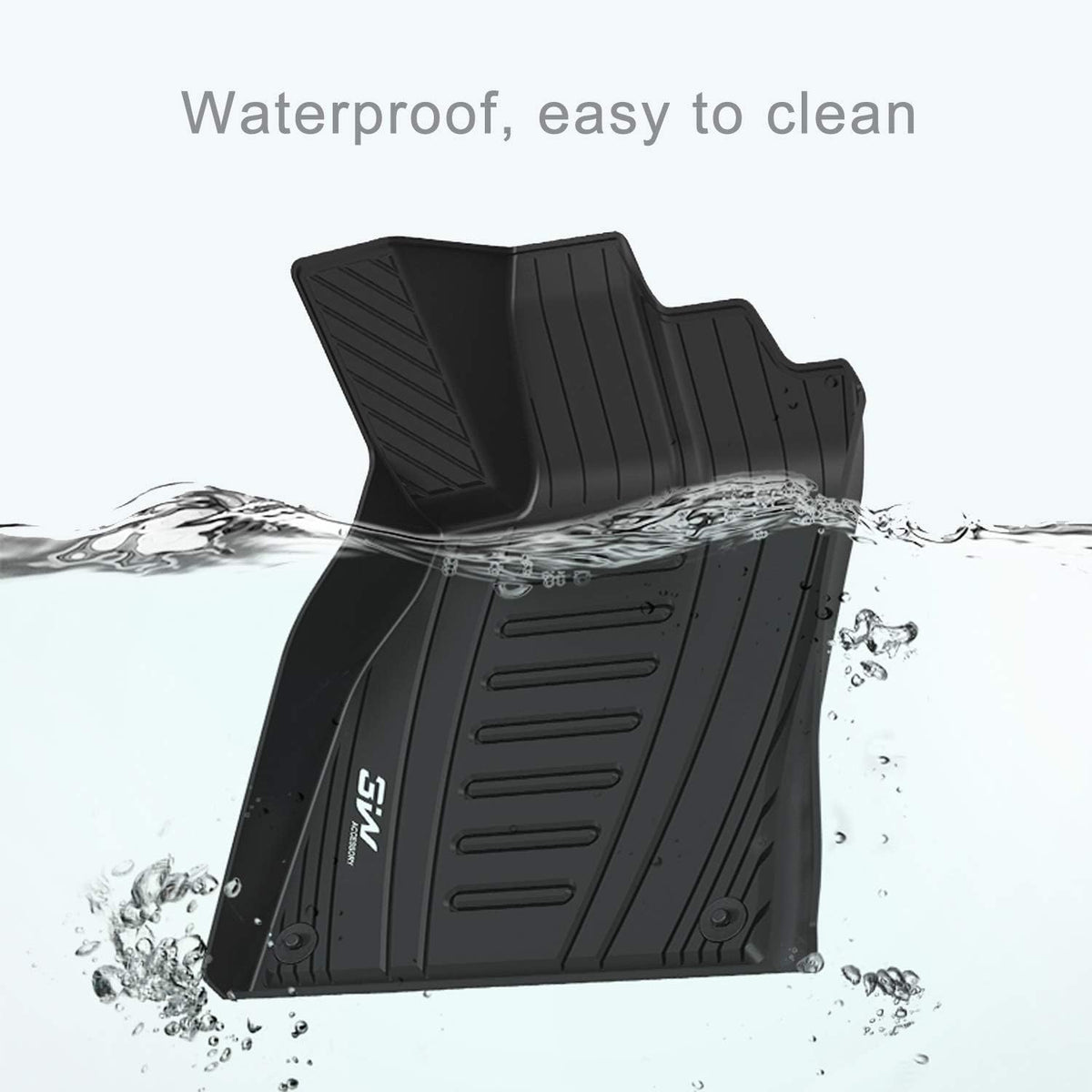 TPE All Weather Custom Fit Floor Liner for Audi Q7, 1st & 2nd Row Full Set, Black J181187
