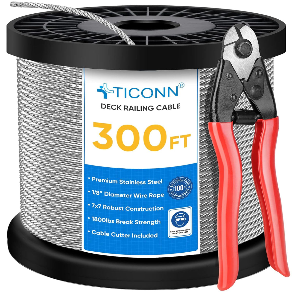 1/8 300ft Stainless Steel Wire Rope Aircraft Cable I627643
