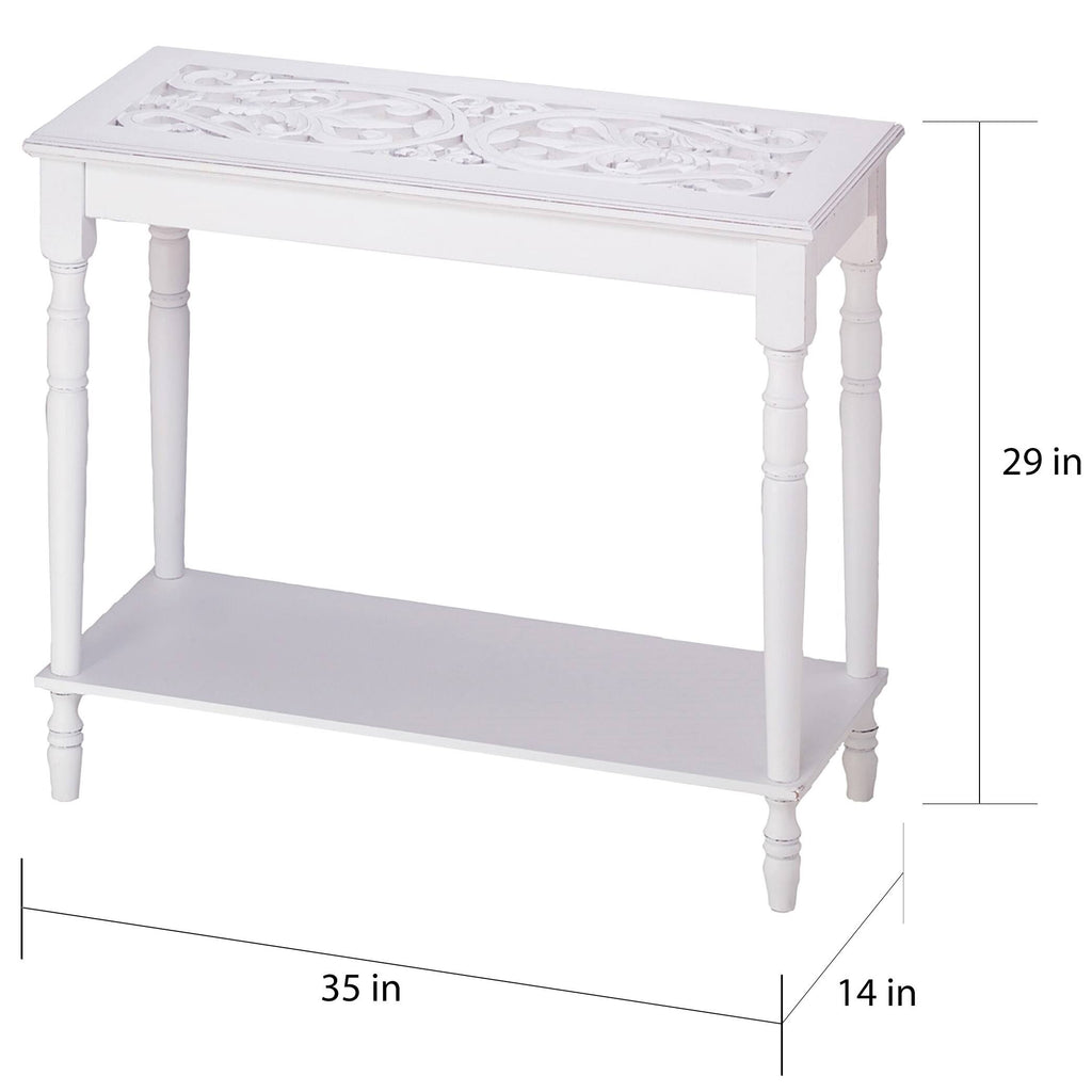 White Carved Console Table E8923