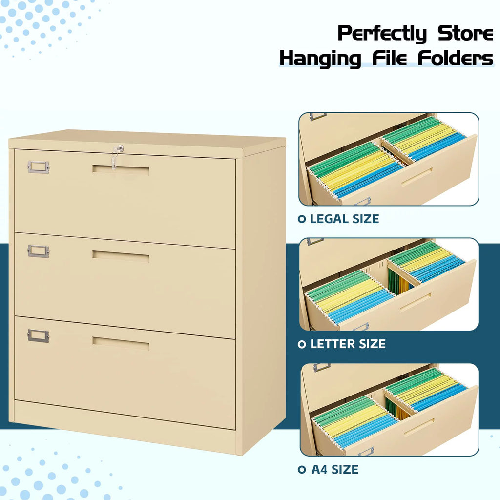3 Drawer Metal File Cabinet with Lock T3950