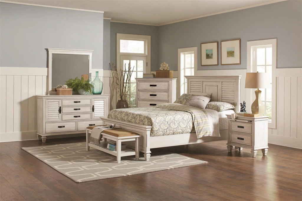 California King Panel Bed Antique White K577331