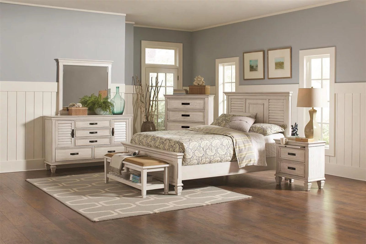 California King Panel Bed Antique White K577331