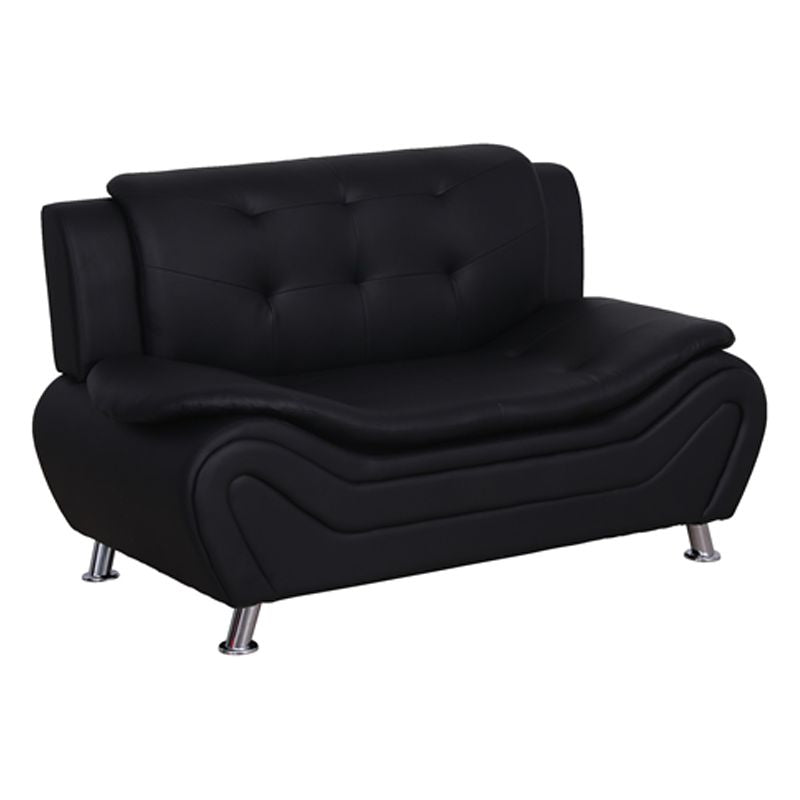 Black Faux Leather Loveseat and Club Chair 2-Piece Set Z3303