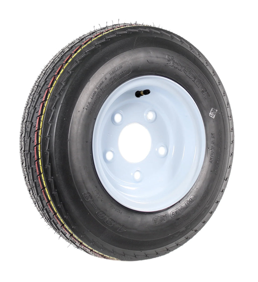 Two Trailer Tires On Rims 4.80-8 5 Lug White V82845
