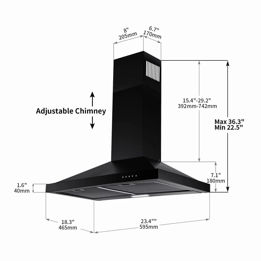 24 inch Wall Mounted 450 CFM 3-Speed Range Hood S10840