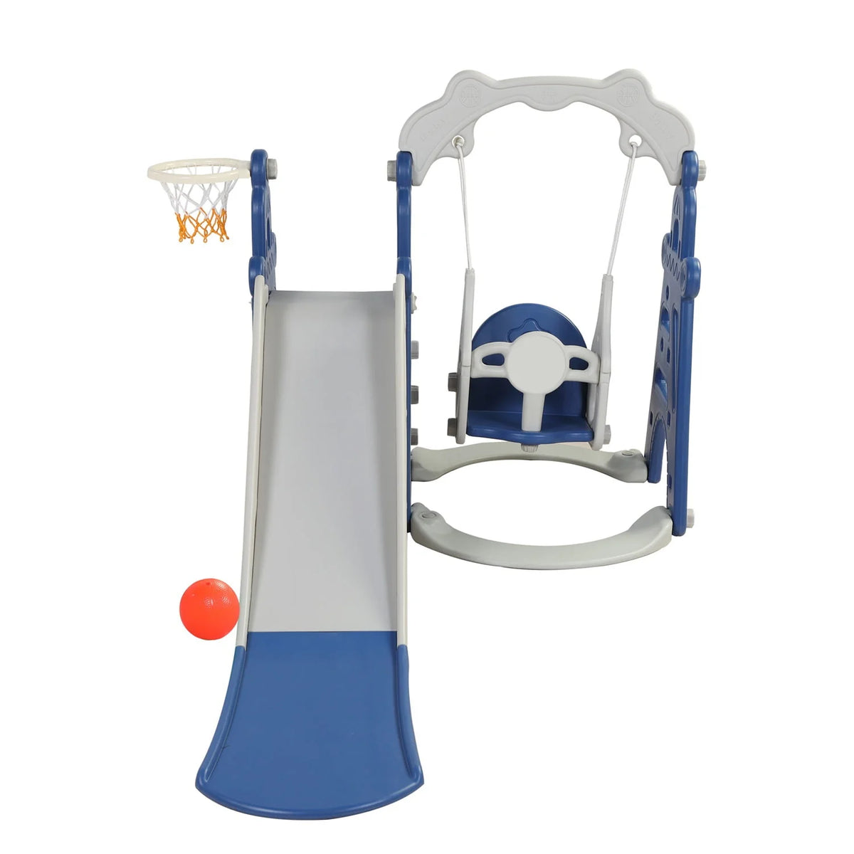 3 in 1 Kids Slide and Swing Set with Basketball Hoops T6429