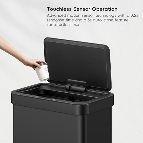 Brushed Stainless Steel Touchless Motion Sensor Trash Can, 50 Liter U681468