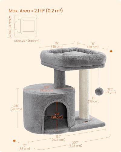 Light Gray Cat Tree Tower with Sisal Scratching Post I712437