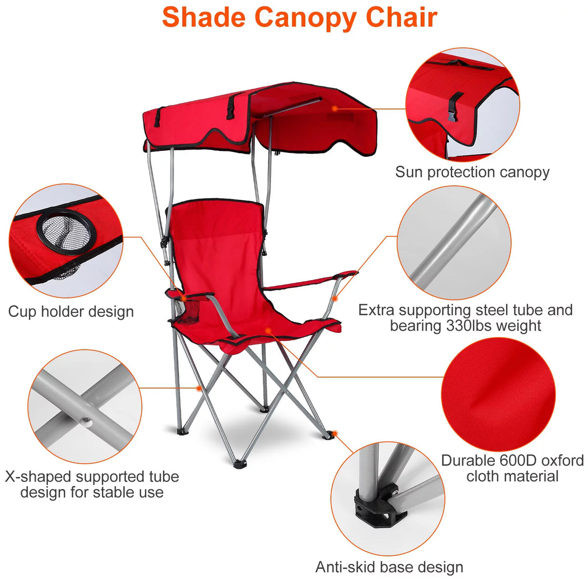 Portable Foldable Beach Canopy Chair 330LBS G611