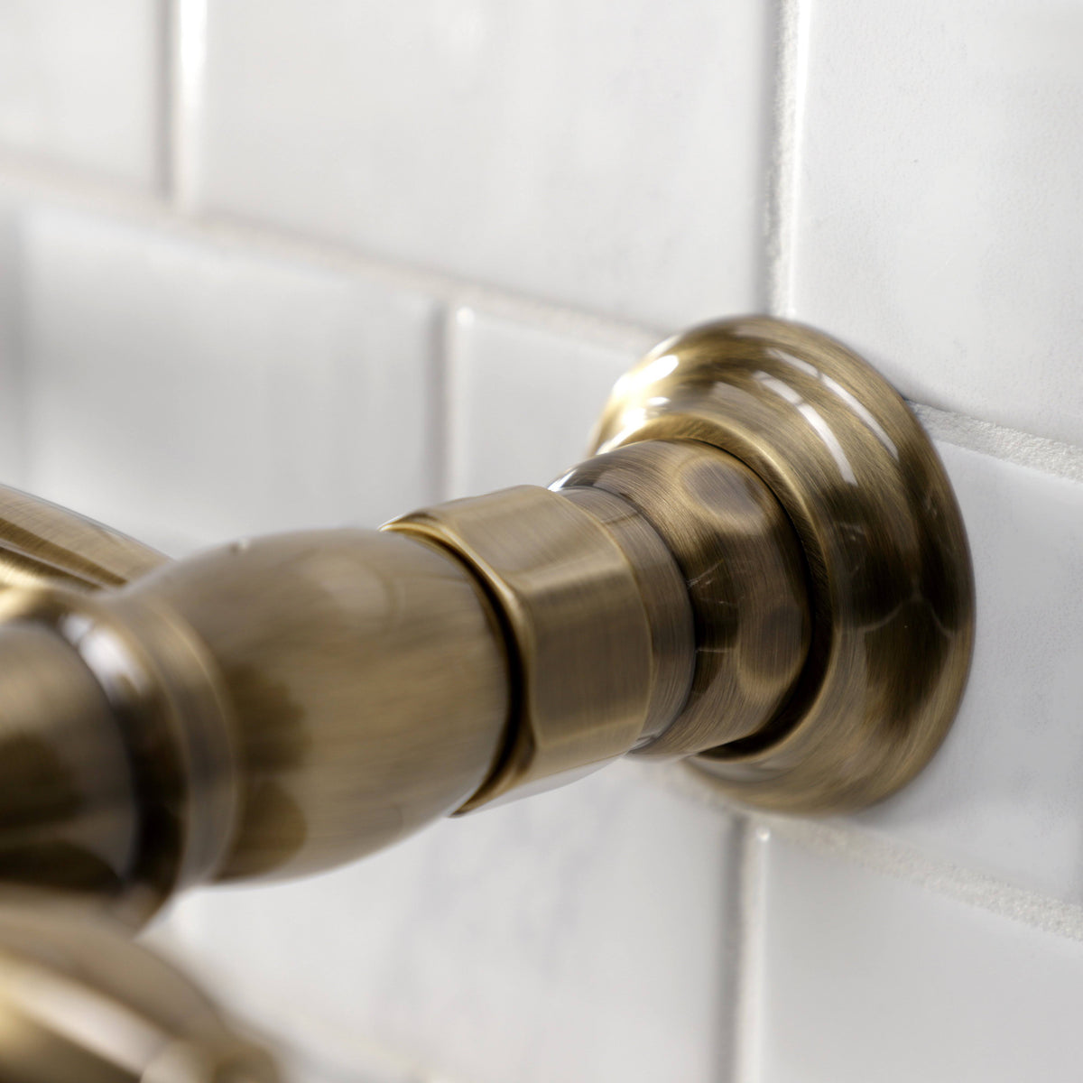 Antique Brass Wall-Mount Pull-Down Sprayer Kitchen Faucet D655