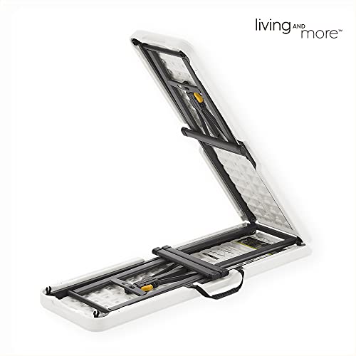 6 Foot Fold-in-Half Bench with Steel Frame, White S683841