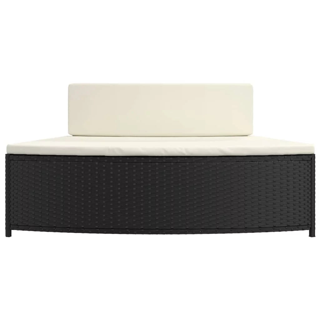 Black Poly Rattan Spa Benches with Cushions 2 pcs Z604281