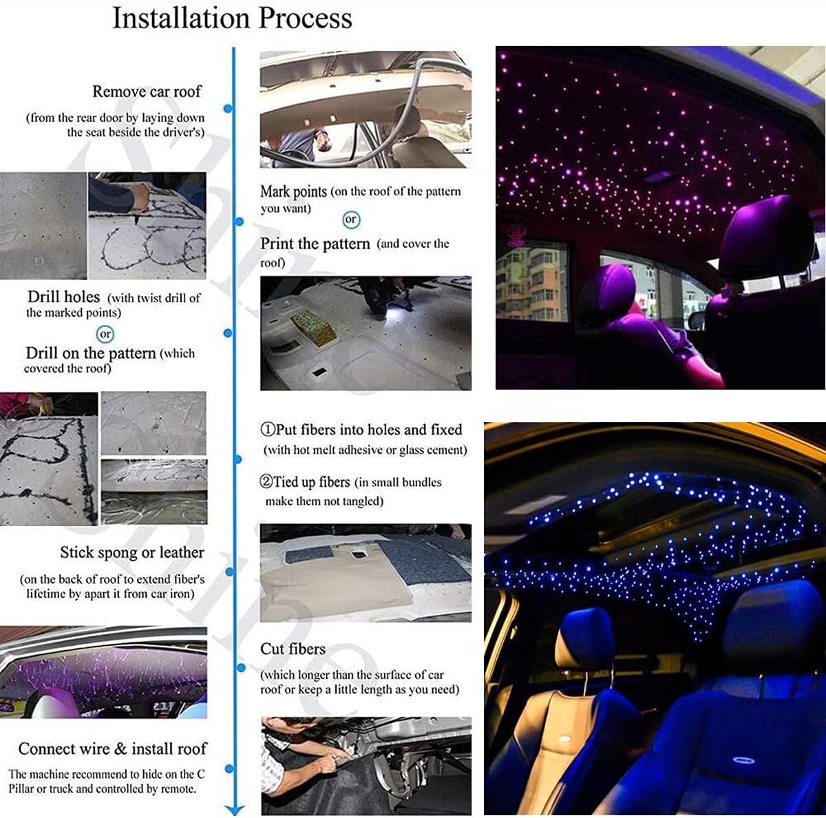 6W Bluetooth RGBW Fiber Optic Star Ceiling Kit with Remote V313