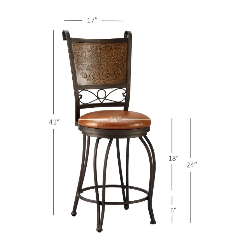 24" Metal Stamped Back Swivel Counter Stool D602831