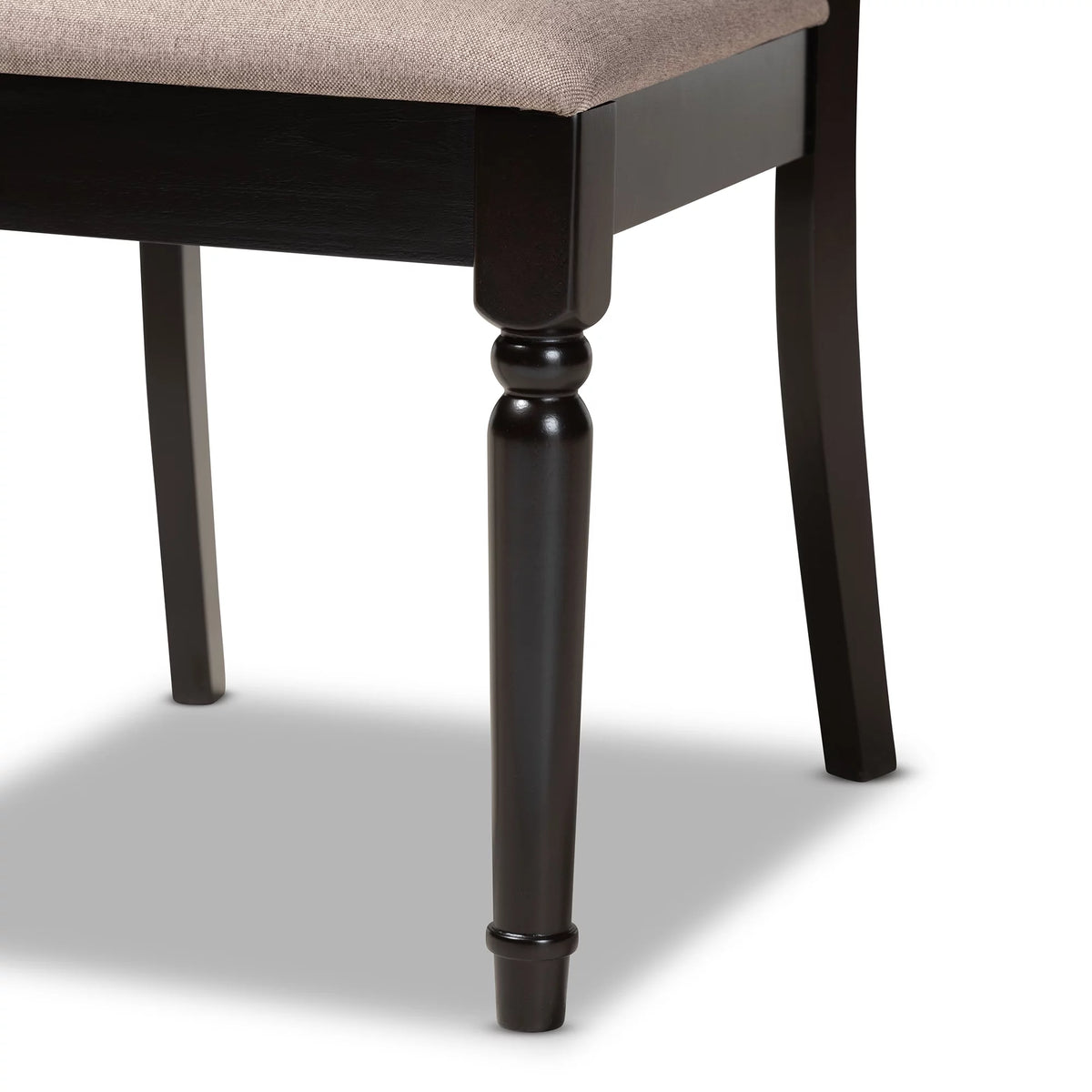 Sand Fabric Upholstered Dark Brown Wood 7-Piece Dining Set P7686