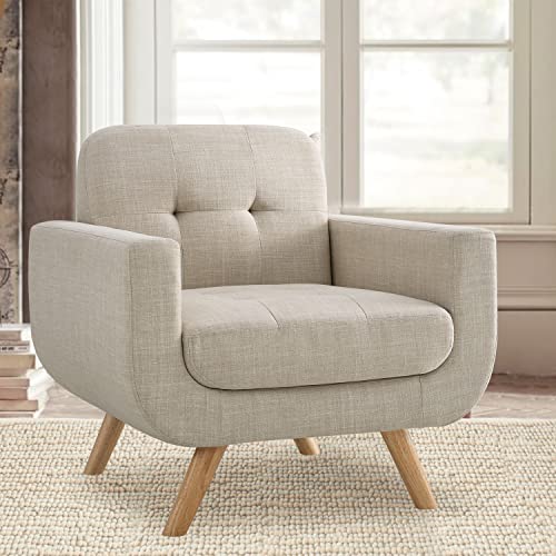 Beige Linen Accent Armchair U83252